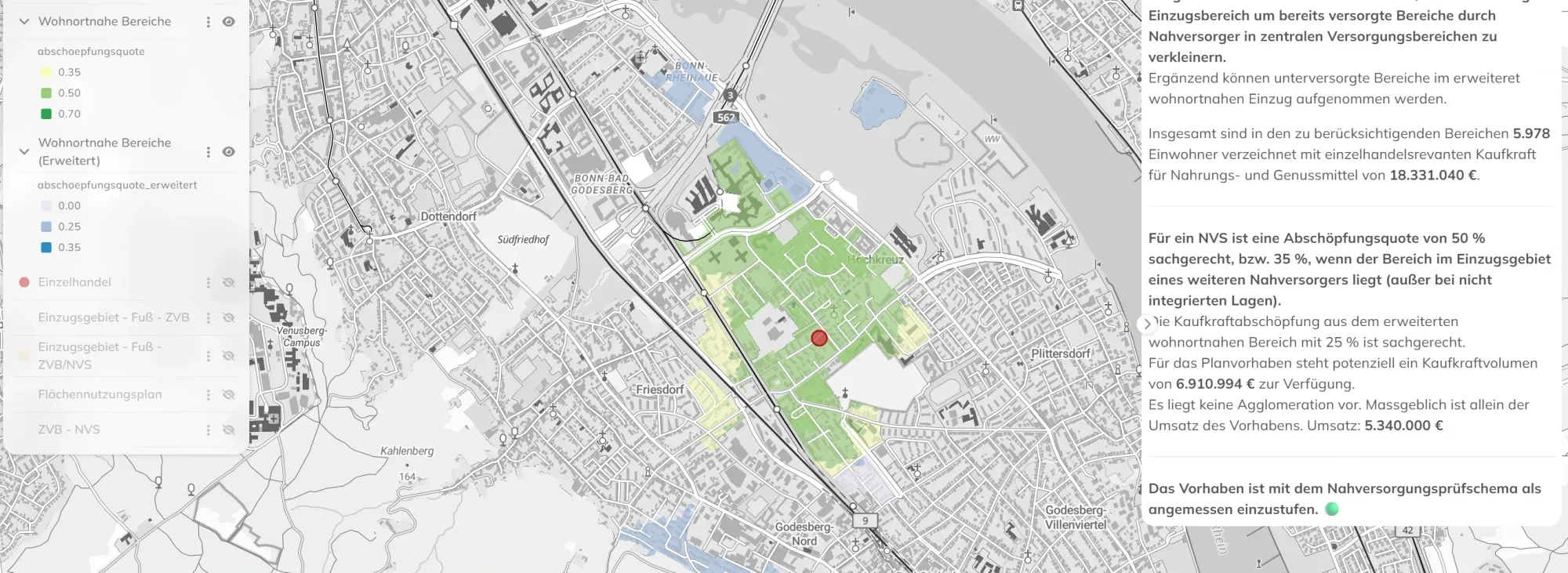 Retail planning in Bonn: data-driven GIS analysis with the WebGIS GOAT