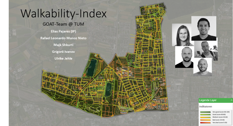 Walkability index developed by the GOAT team at the MobiData BW Hackathon.
