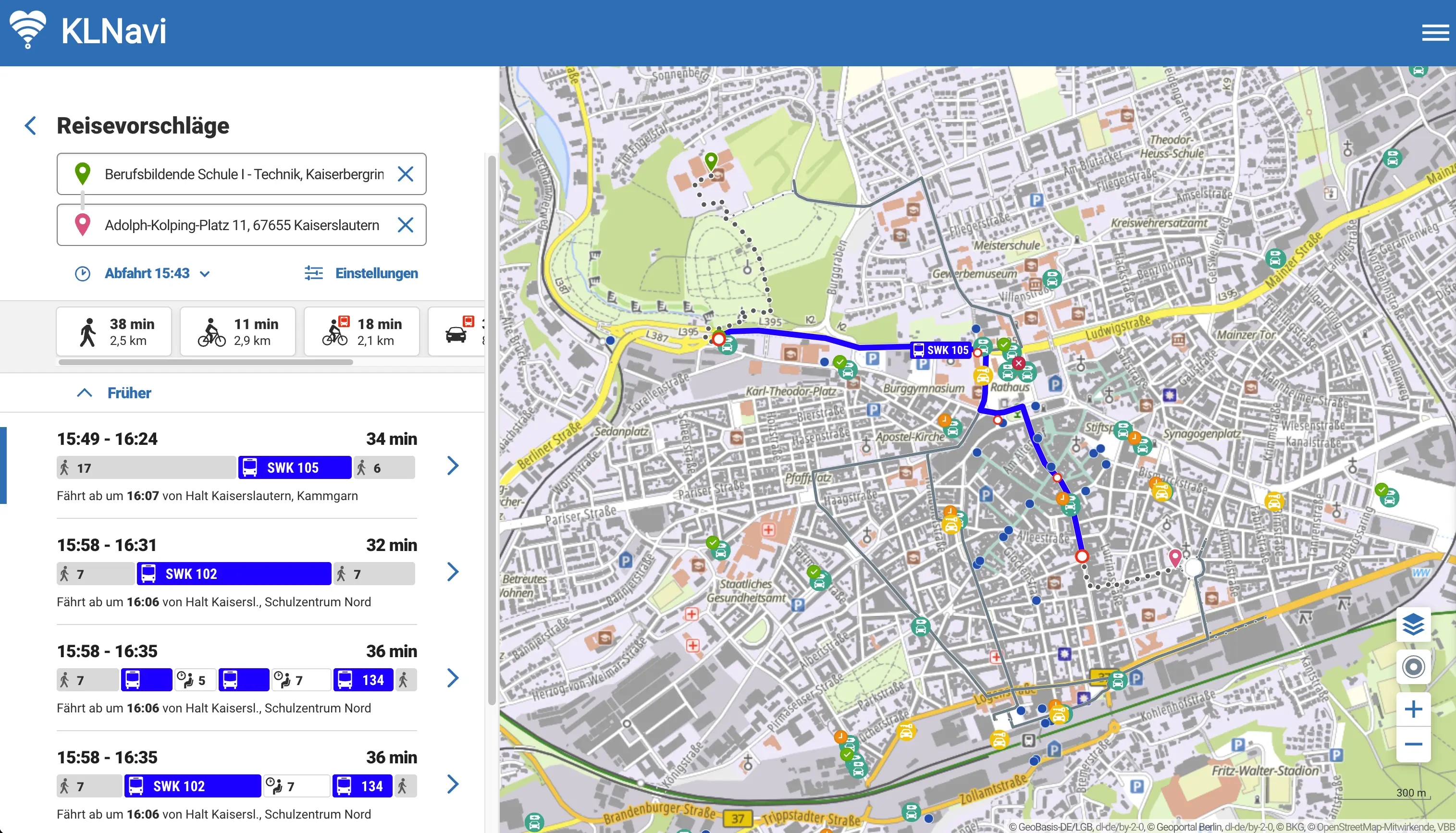 KLNavi - Building a mobility platform for customizable multimodal routing